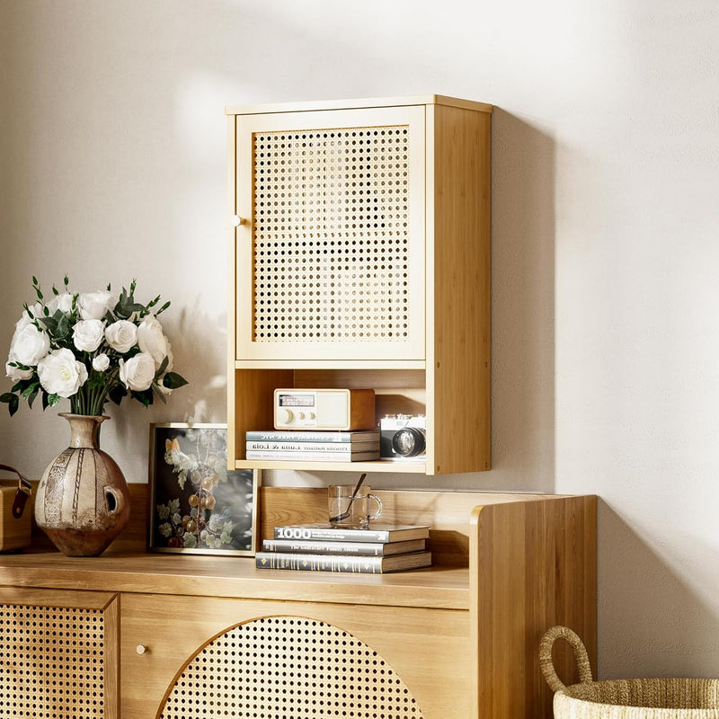 Bamboo Medicine Cabinet Wall Mounted Bathroom with Adjustable