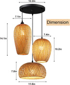 Bamboo Pendant Lights 3 Headlights E26 E27 Retro