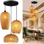 Bamboo Pendant Lights 3 Headlights E26 E27 Retro