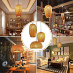 Bamboo Pendant Lights 3 Headlights E26 E27 Retro