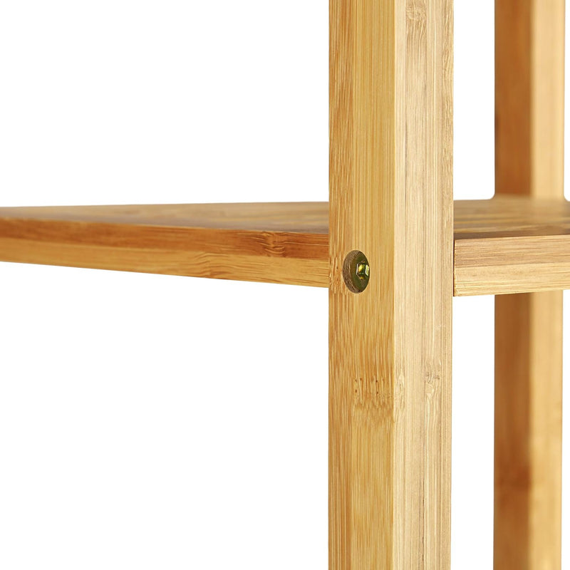 Bamboo Rolling Coat Stand 6 Tiers Open Garment