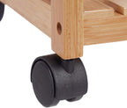 Bamboo Serving Trolley 3-Tier Kitchen Cart Plastic Casters