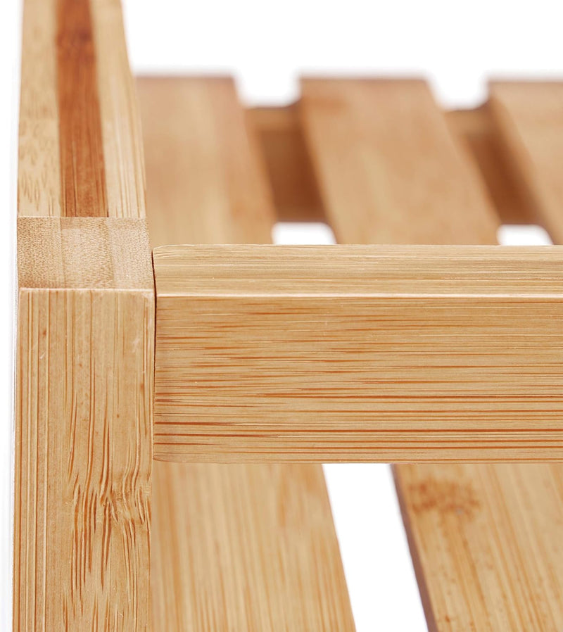 Bamboo Serving Trolley 3-Tier Kitchen Cart Plastic Casters