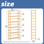 Bamboo Shelf 6-Tier Adjustable Tall Open Bookcase Bathroom