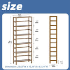 Bamboo Shelf 6-Tier Adjustable Tall Open Bookcase Bathroom