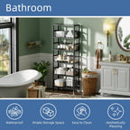 Bamboo Shelf 6-Tier Adjustable Tall Open Bookcase Bathroom