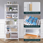 Bamboo Shelf 6-Tier Adjustable Tall Open Bookcase Bathroom