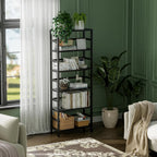 Bamboo Shelf 6-Tier Adjustable Tall Open Bookcase Bathroom