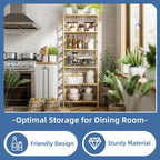 Bamboo Shelf 6-Tier Adjustable Tall Open Bookcase Bathroom