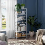 Bamboo Shelf 6-Tier Adjustable Tall Open Bookcase Bathroom