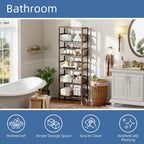 Bamboo Shelf 6-Tier Adjustable Tall Open Bookcase Bathroom