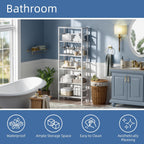 Bamboo Shelf 6-Tier Adjustable Tall Open Bookcase Bathroom