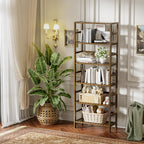 Bamboo Shelf 6-Tier Adjustable Tall Open Bookcase Bathroom