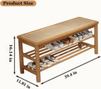 Bamboo Shoe Rack Bench with Rattan Seat 3-Tier