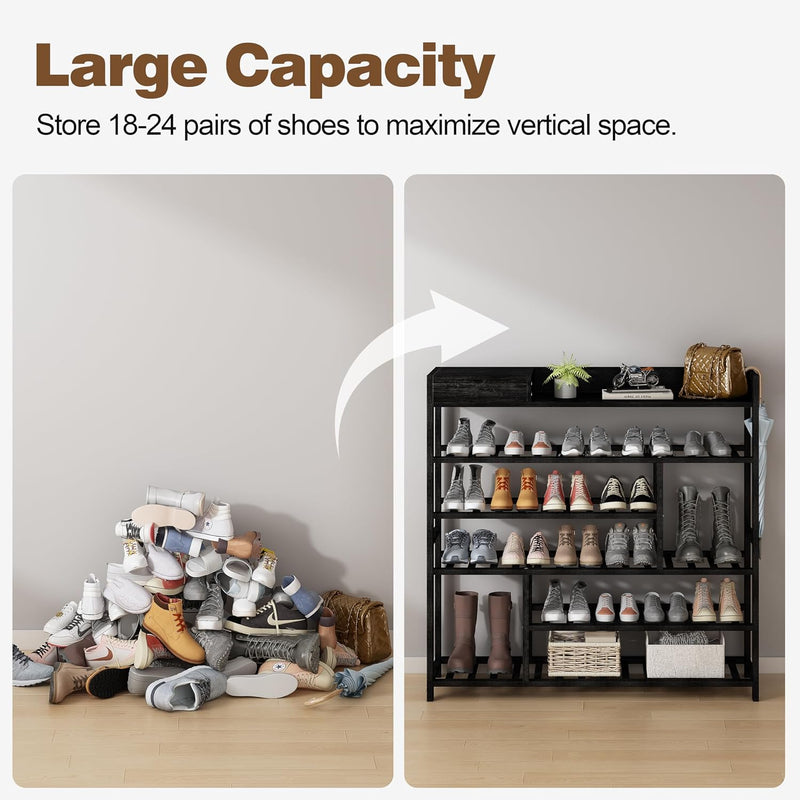 Bamboo Shoe Rack for Closet 6 Tier Storage