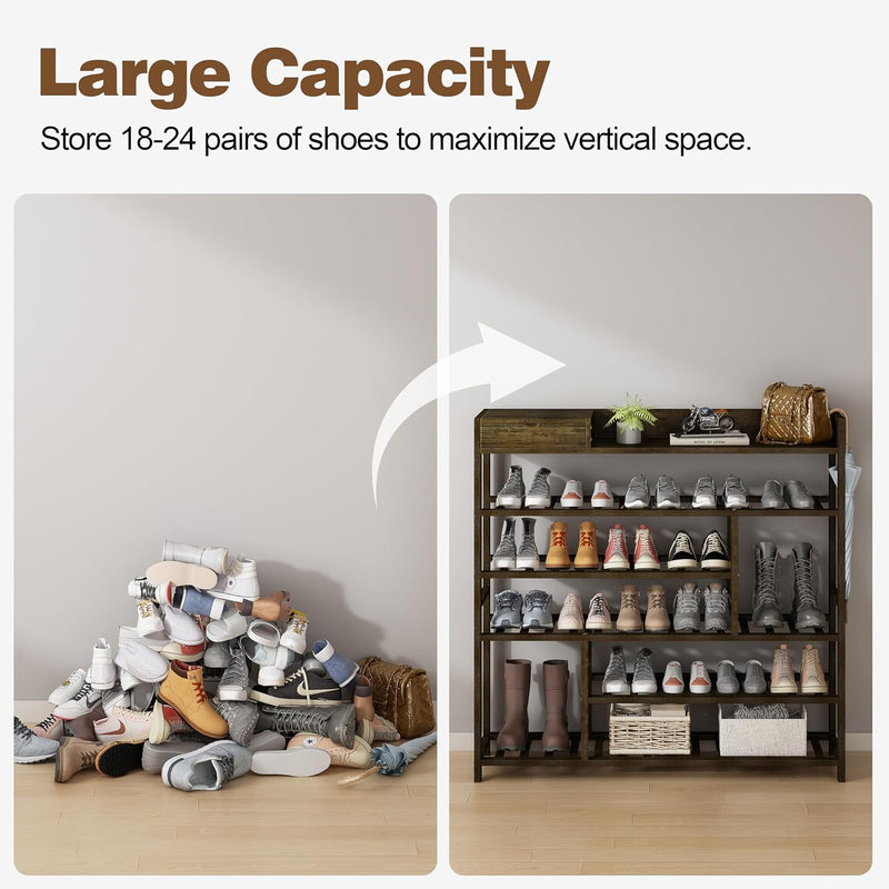 Bamboo Shoe Rack for Closet 6 Tier Storage