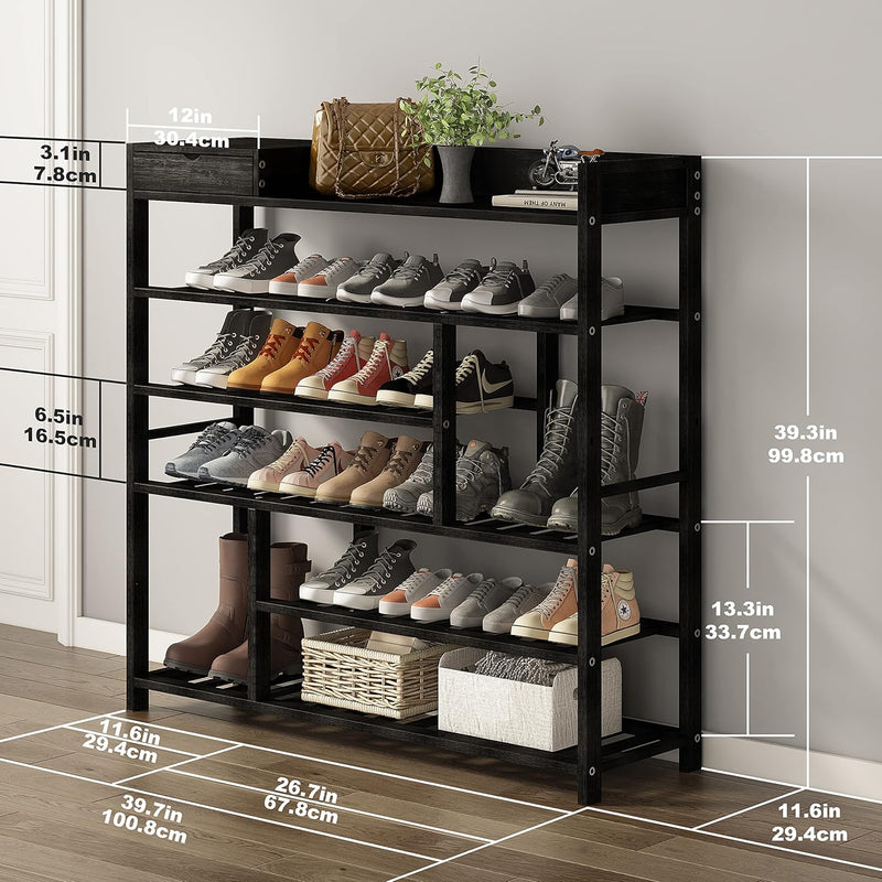 Bamboo Shoe Rack for Closet 6 Tier Storage