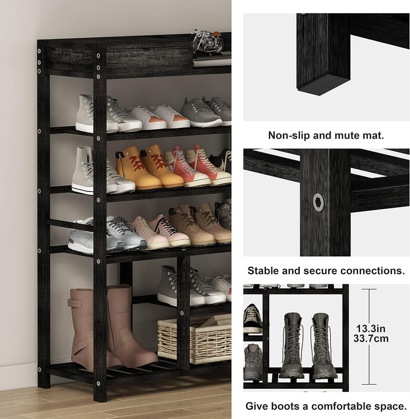 Bamboo Shoe Rack for Closet 6 Tier Storage