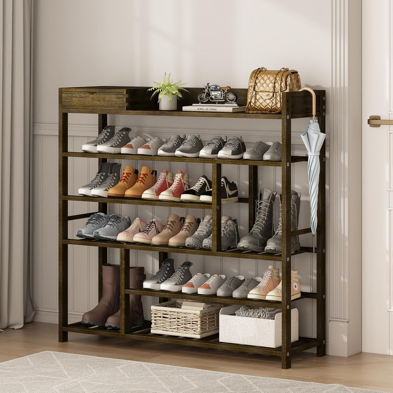 Bamboo Shoe Rack for Closet 6 Tier Storage