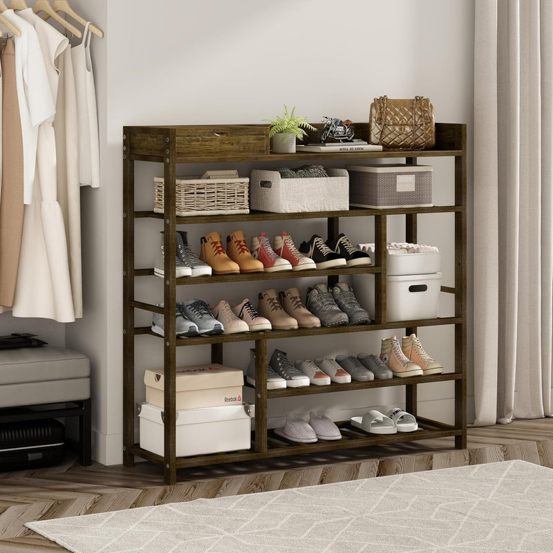 Bamboo Shoe Rack for Closet 6 Tier Storage