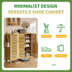 Bamboo Shoe Storage Cabinet with 5-Tier Shelves Breathable