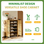 Bamboo Shoe Storage Cabinet with 5-Tier Shelves Breathable