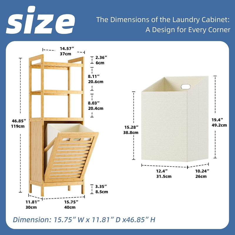 Bamboo Tilt Out Laundry Hamper 32L Bathroom Storage