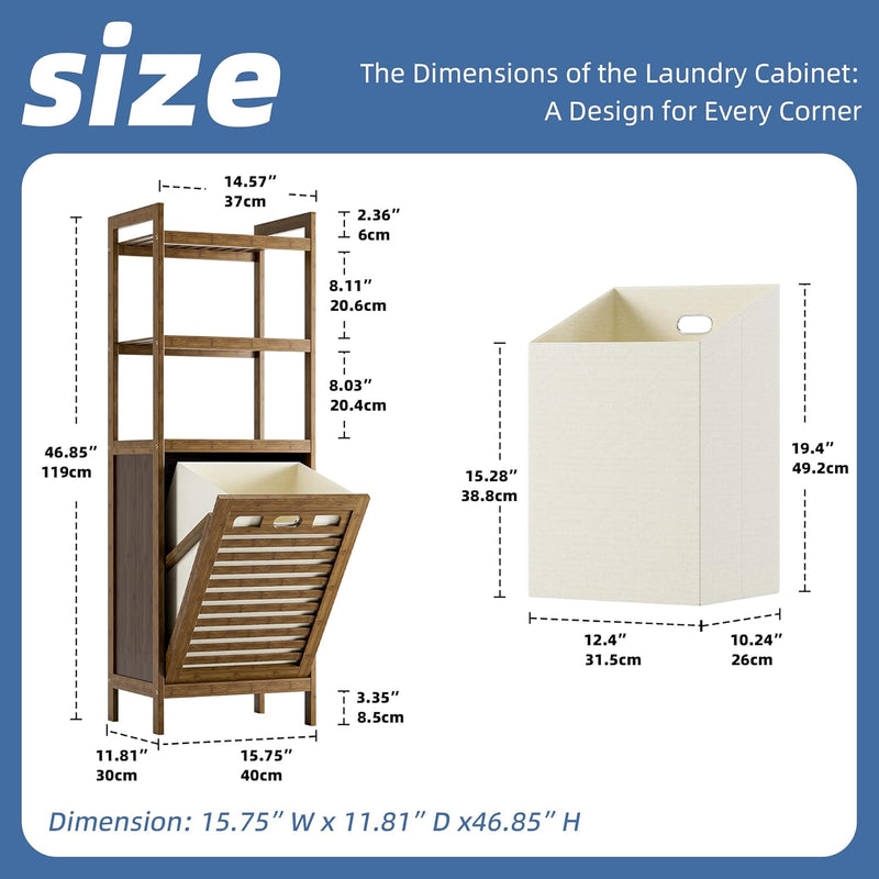 Bamboo Tilt Out Laundry Hamper 32L Bathroom Storage