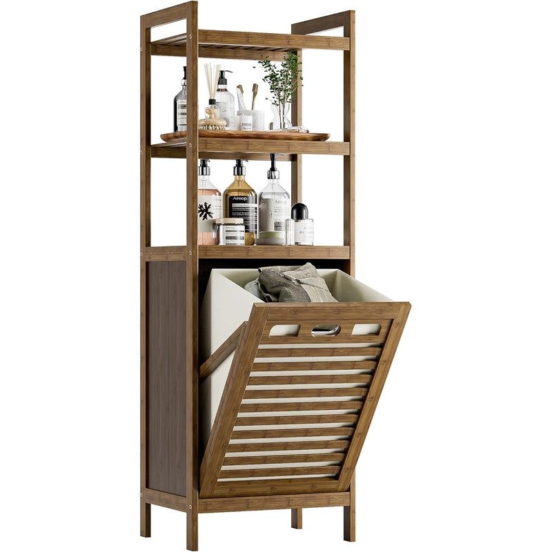 Bamboo Tilt Out Laundry Hamper 32L Bathroom Storage