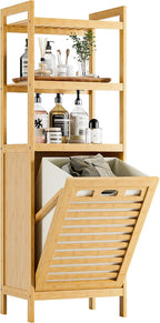 Bamboo Tilt Out Laundry Hamper 32L Bathroom Storage