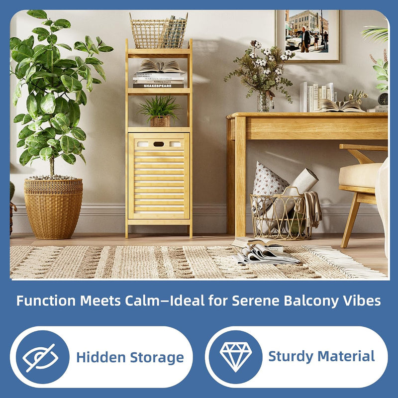 Bamboo Tilt Out Laundry Hamper 32L Bathroom Storage