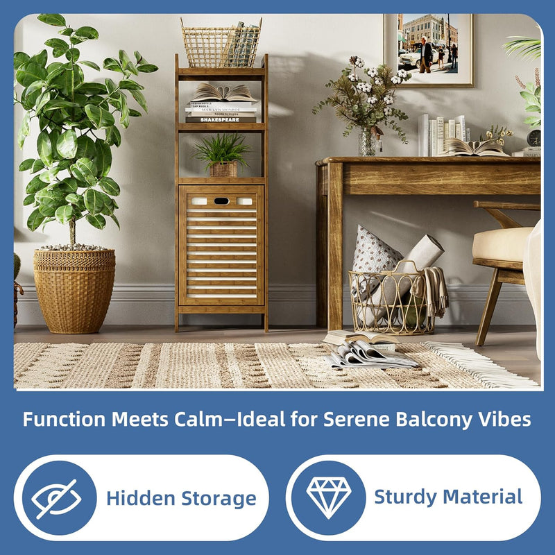 Bamboo Tilt Out Laundry Hamper 32L Bathroom Storage