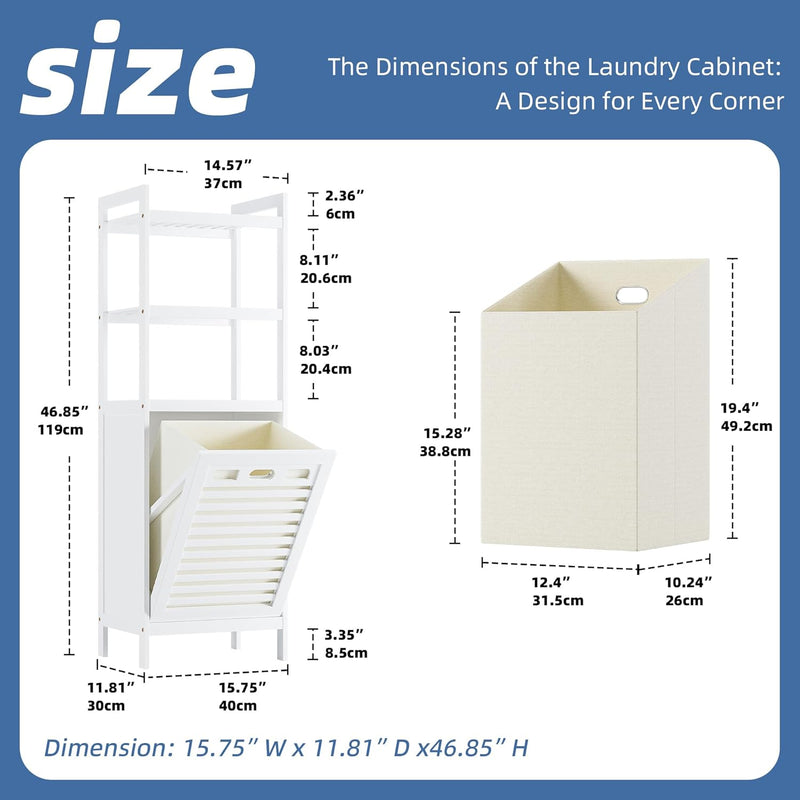 Bamboo Tilt Out Laundry Hamper 40L Bathroom Storage