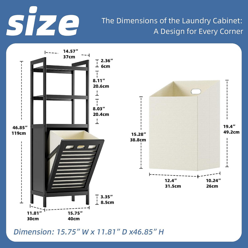 Bamboo Tilt Out Laundry Hamper 40L Bathroom Storage