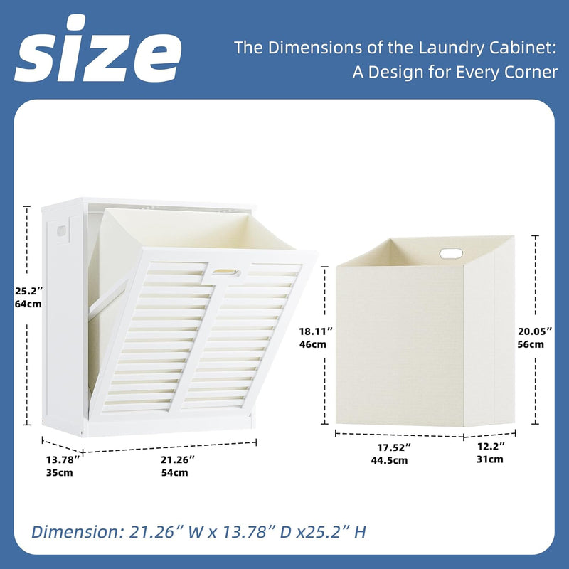 Bamboo Tilt Out Laundry Hamper Bathroom Storage Cabinet