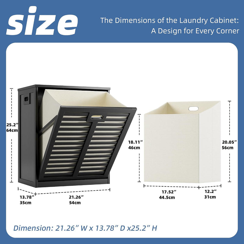 Bamboo Tilt Out Laundry Hamper Bathroom Storage Cabinet