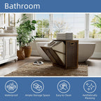 Bamboo Tilt Out Laundry Hamper Bathroom Storage Cabinet