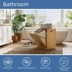 Bamboo Tilt Out Laundry Hamper Bathroom Storage Cabinet
