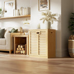 Bamboo Tilt Out Laundry Hamper Bathroom Storage Cabinet