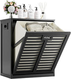 Bamboo Tilt Out Laundry Hamper Bathroom Storage Cabinet
