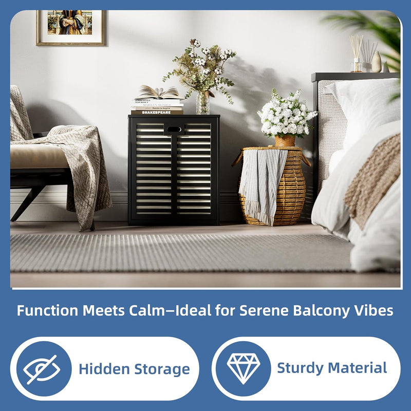 Bamboo Tilt Out Laundry Hamper Bathroom Storage Cabinet