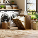 Bamboo Tilt Out Laundry Hamper Bathroom Storage Cabinet