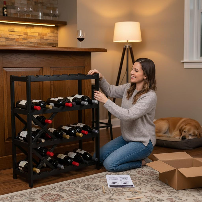 Bamboo Wine Rack Freestanding 8-Tier 72 Bottle Holder