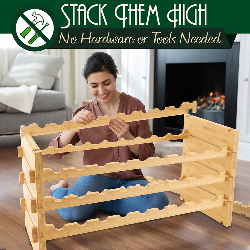 Bamboo Wine Rack Freestanding 8-Tier 72 Bottle Holder