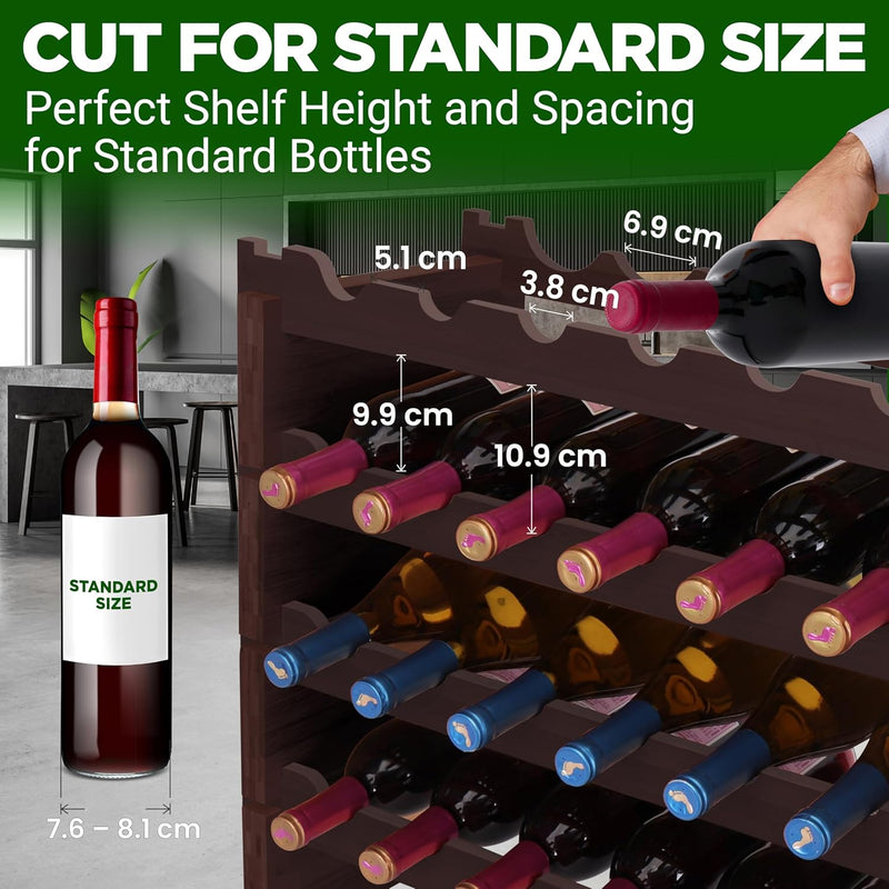 Bamboo Wine Rack Freestanding 8-Tier 72 Bottle Holder