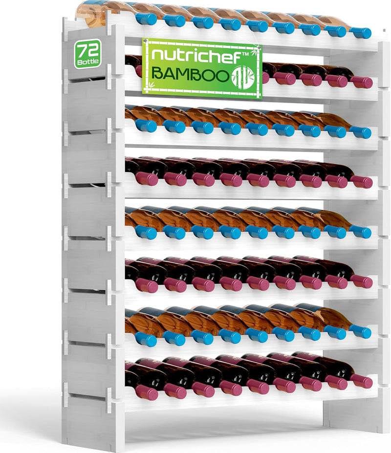 Bamboo Wine Rack Freestanding 8-Tier 72 Bottle Holder