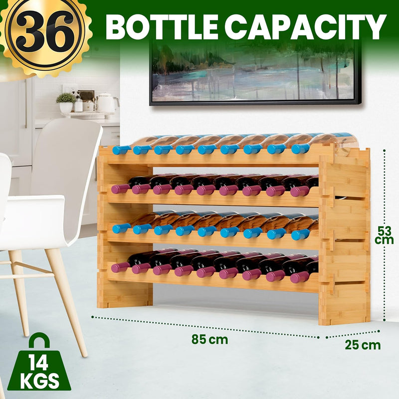 Bamboo Wine Rack Freestanding 8-Tier 72 Bottle Holder