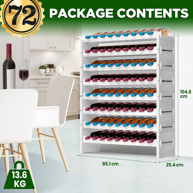 Bamboo Wine Rack Freestanding 8-Tier 72 Bottle Holder