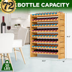 Bamboo Wine Rack Freestanding 8-Tier 72 Bottle Holder