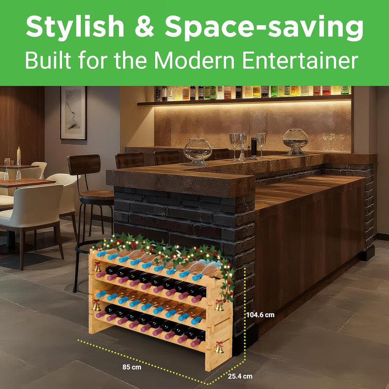 Bamboo Wine Rack Freestanding 8-Tier 72 Bottle Holder